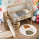 preview thumbnail 2 of 7, Modern 3 Beds In 1 Twin Size Wood House Loft bed With Slide,Storage Shelves And Light