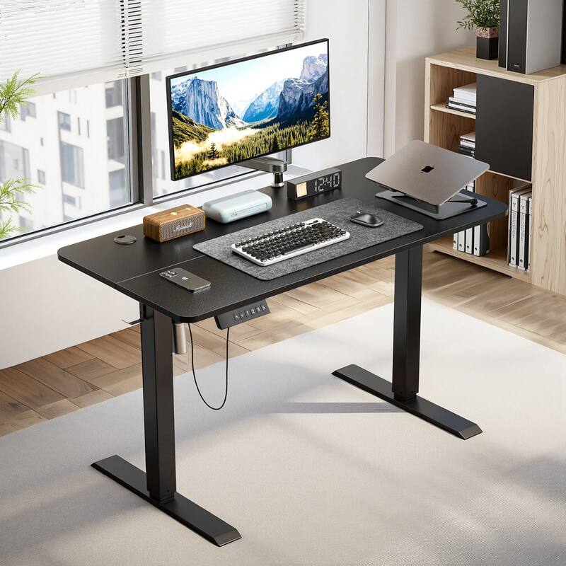 Javlergo Standing Desk, Adjustable Height Electric Sit Stand Up Down Computer Table, Ergonomic Rising Modern Lift Motorized - Black