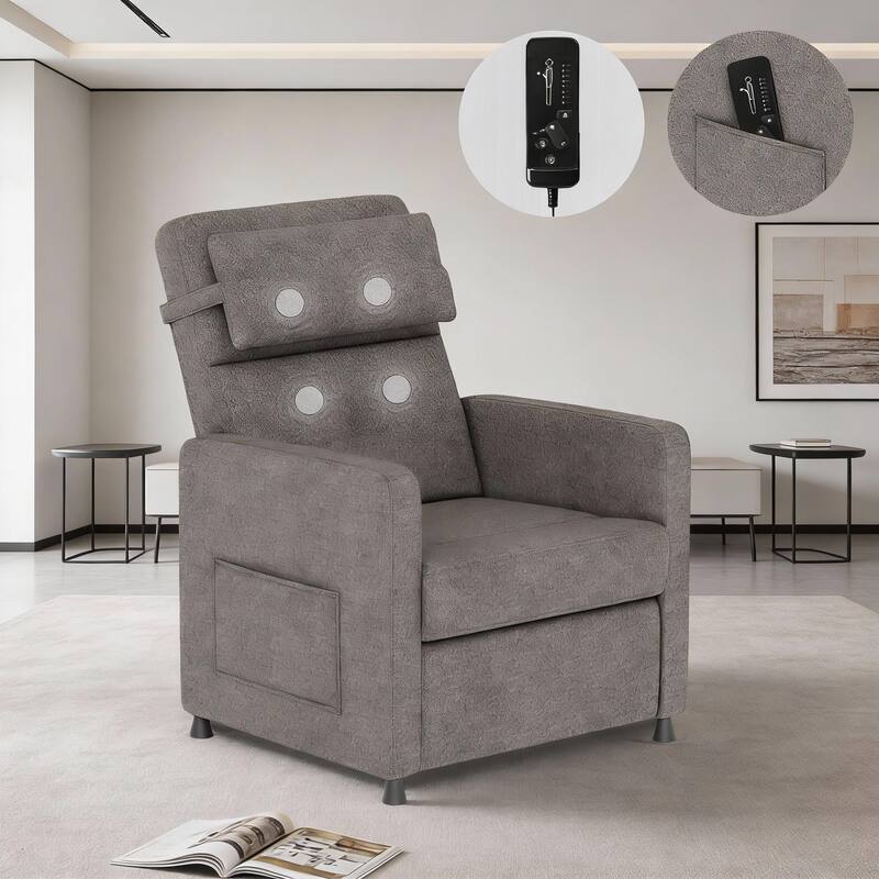 Adjustable Power Recliner, with Massage & Heat - Brown