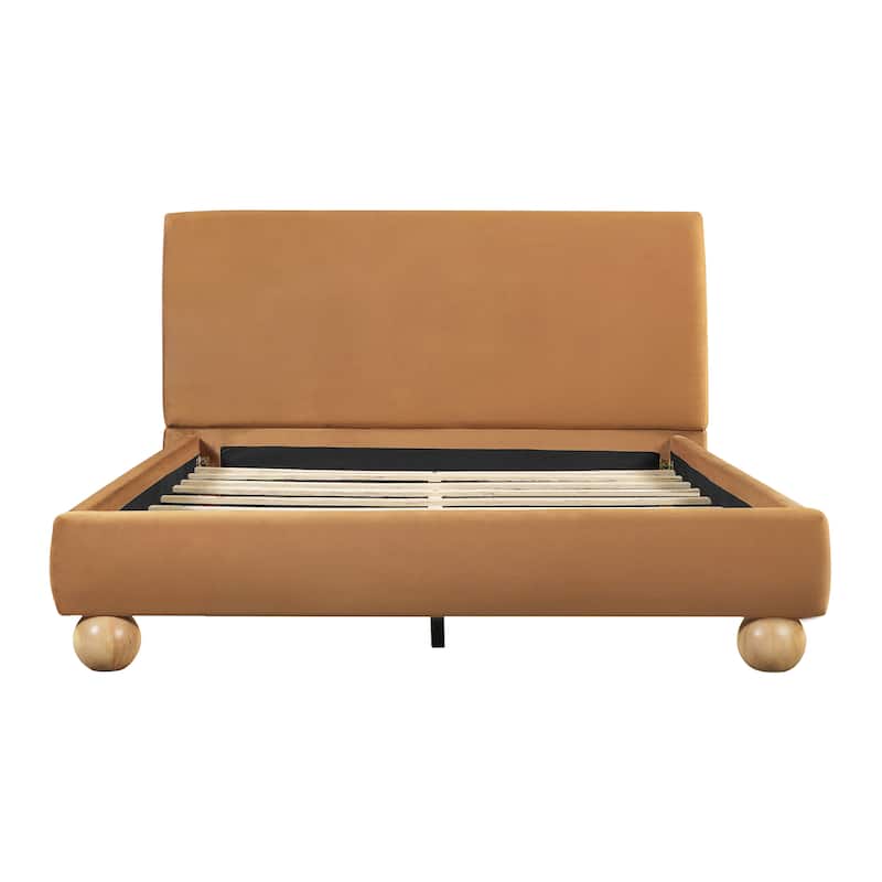 Christopher Knight Home - Modern Boucle Upholstered Platform Bed with Thick Headboard and Solid Wood Legs