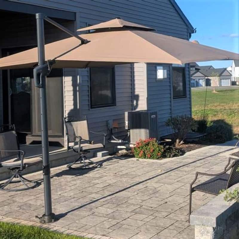 PURPLE LEAF Patio Cantilever Umbrella with 360 Degree Rotation UV Protection