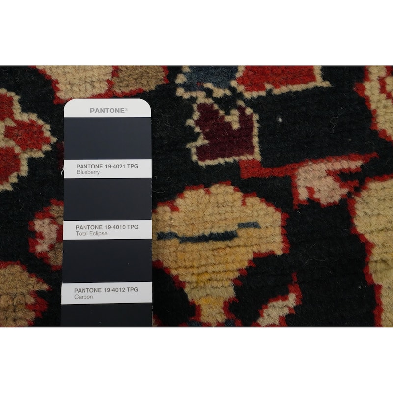 Hand Knotted Oriental 100% Wool Carpet Floral Navy Blue & Blues Runner Rug - 19' 0'' X 3' 6''
