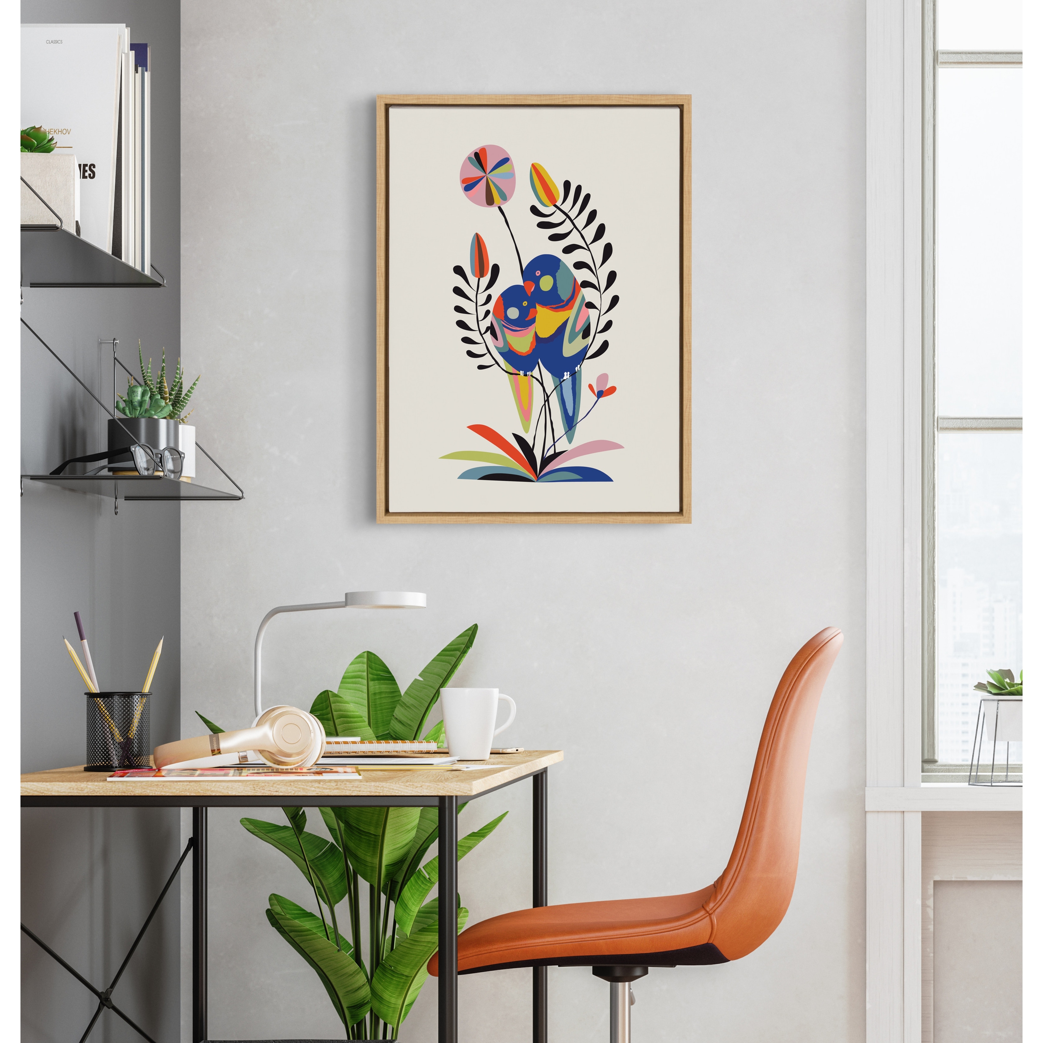 Kate and Laurel Sylvie Rainbow Lorikeet Framed Canvas by Rachel Lee