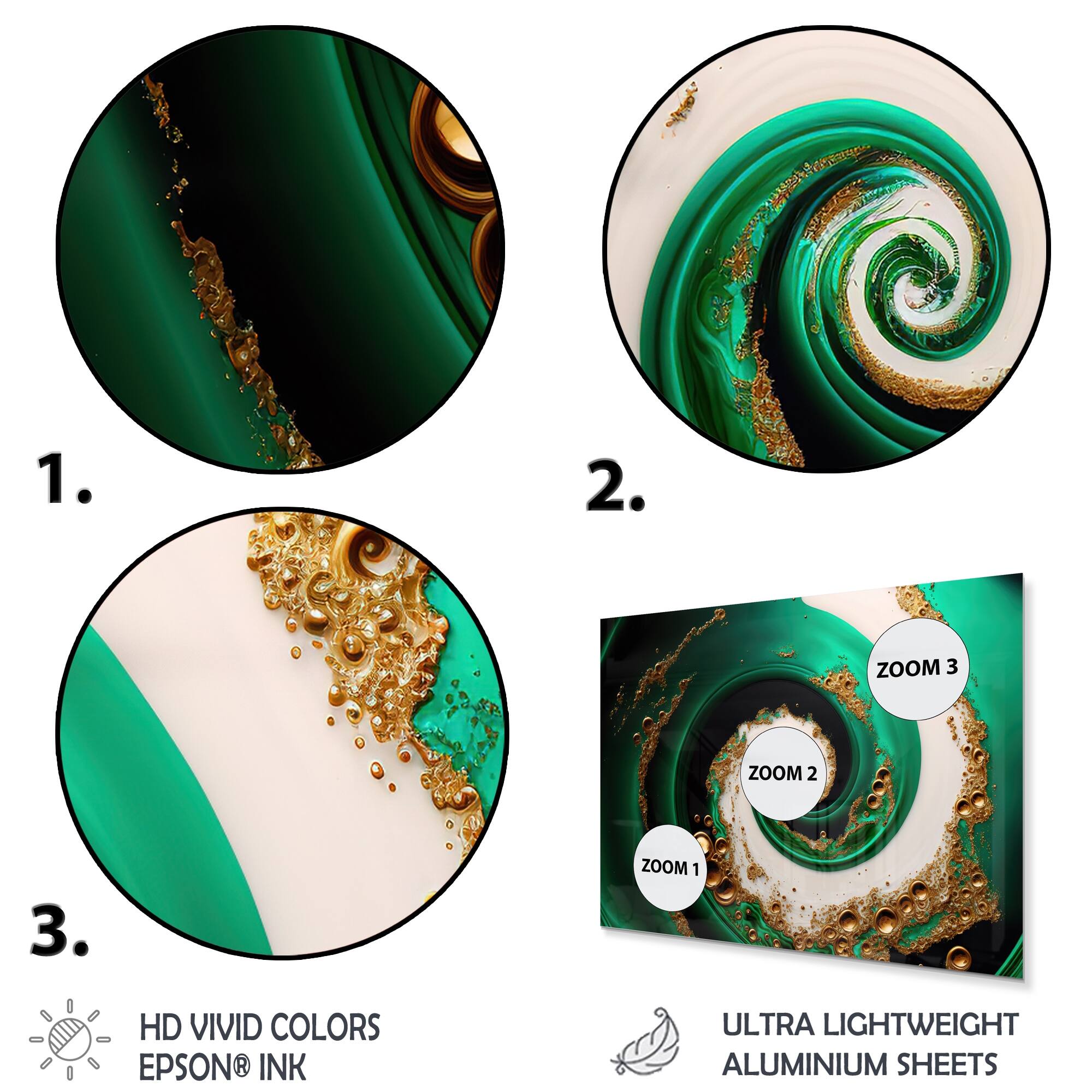 Designart 'Green And Gold Crashing Waves I' Modern Spiral Metal Wall ...