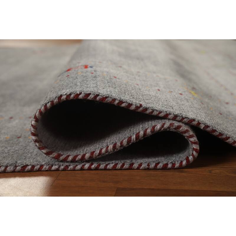 Hand Knotted Oriental 100% Wool Carpet Tribal Tribal Greys & Charcoal Gabbeh Area Rug - 7' 10'' X 5' 1''