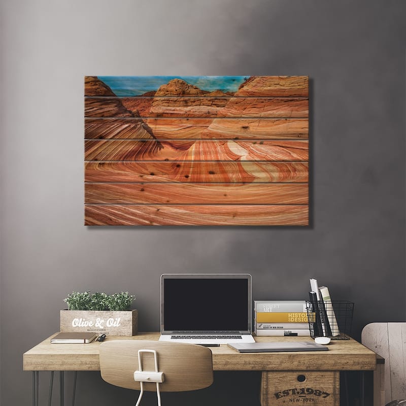The Wave, Coyote Buttes, Paria-Vermilion Cliffs Wilderness, Arizona, USA Print On Wood by Russ Bishop - Multi-Color