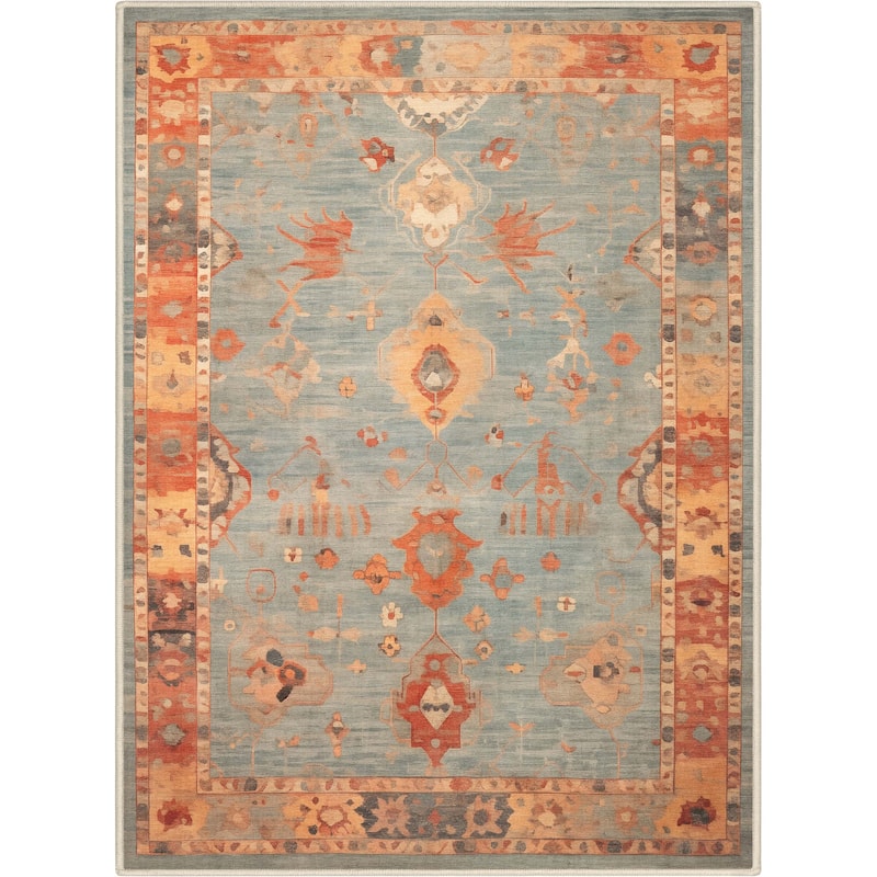 Well Woven Ushak Fethiye Vintage Medallion Pastel Flat-Weave Area Rug