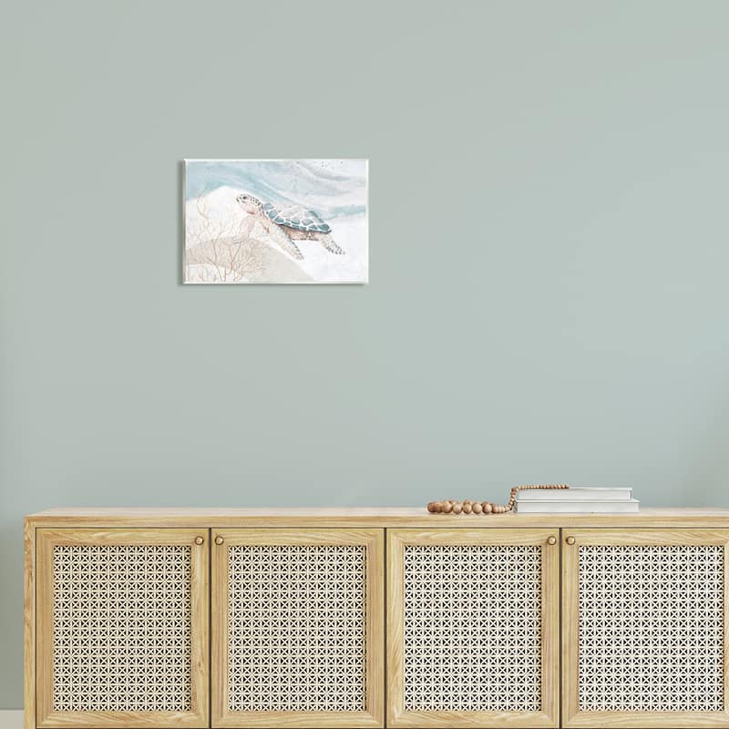 Stupell Pleasant Sea Turtle Drifting Ocean Bubble Waves Wood Wall Art, Design by Patricia Pinto