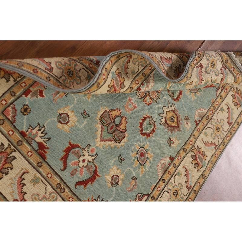 Light Blue Kazak Accent Rug Handmade Oriental Wool Carpet - 3'4"x 4'10"
