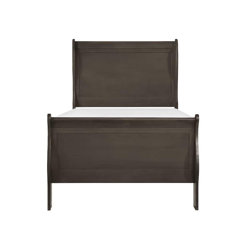 Classic Louis Philipe Style Twin Size Bed 1pc Traditional Design Bedroom Furniture Stained Gray Finish Bed