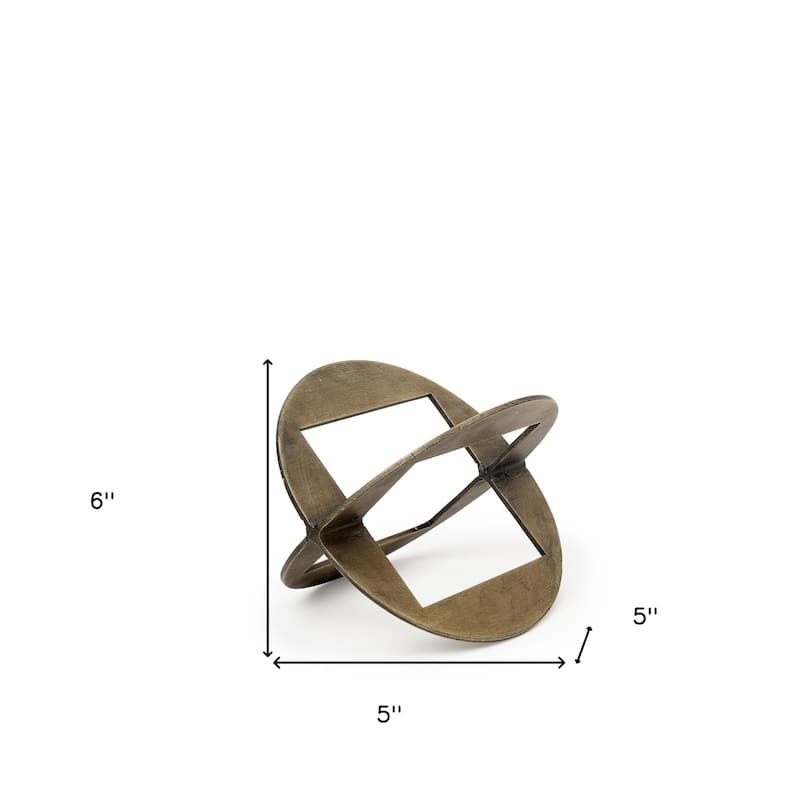 HomeRoots 6" Gold Metal Geometric Orb Tabletop Sculpture