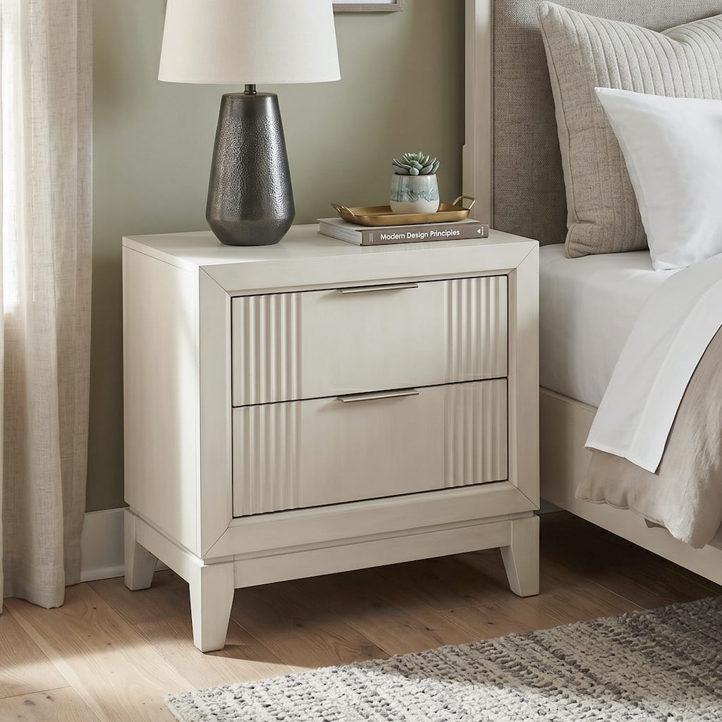 Furniture of America Irwin Antique White Solid Wood 2-Drawer Nightstand
