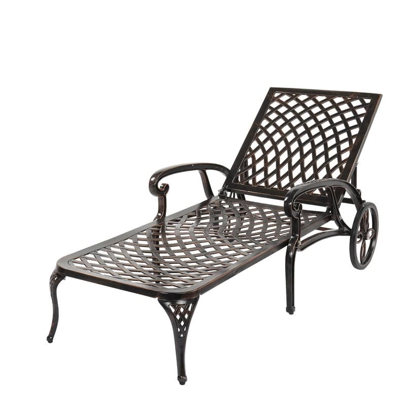 Outdoor Single Cast Aluminum Adjustable Chaise Lounge