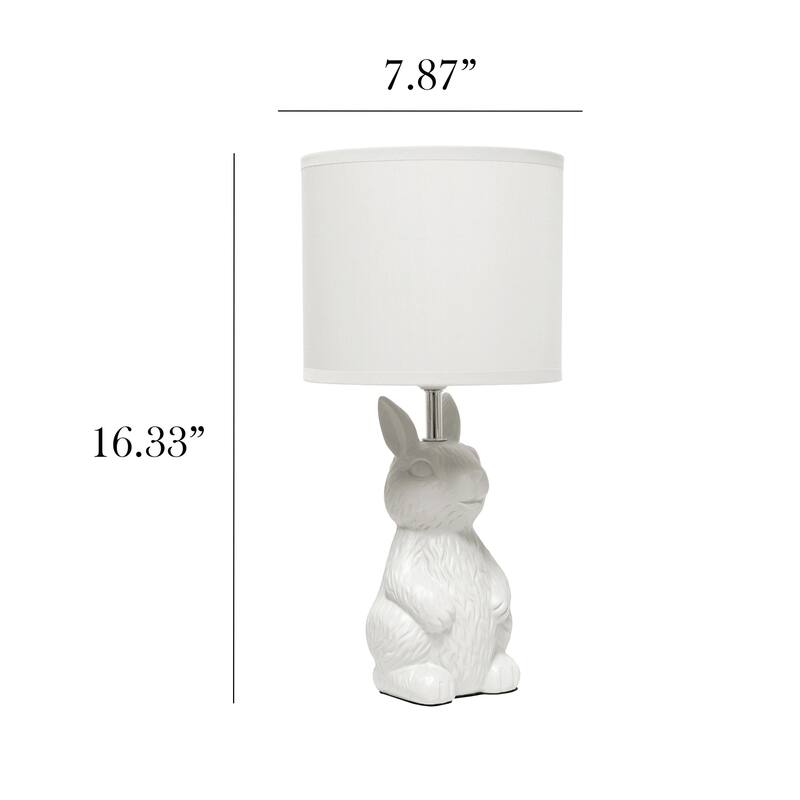 16.33 in. White Finish Table Lamp with White Shade, Sturdy Table Lamp for Living Rooms and Bedrooms