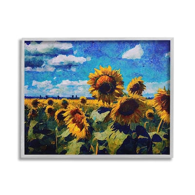 Stupell Sunflower Field & Clouds Framed Giclee Art Design By Gina Kelly