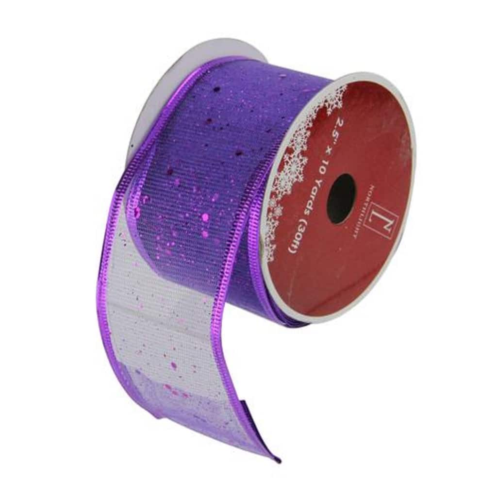 Shimmering Purple Wired Christmas Craft Ribbon 2.5" x 10 Yards
