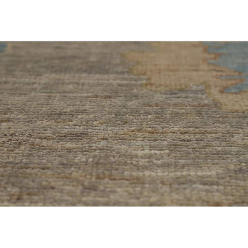 Hand Knotted Oriental 100% Wool Carpet Transitional All-Over Greys & Charcoal Oushak Area Rug - 9' 7'' X 8' 7''
