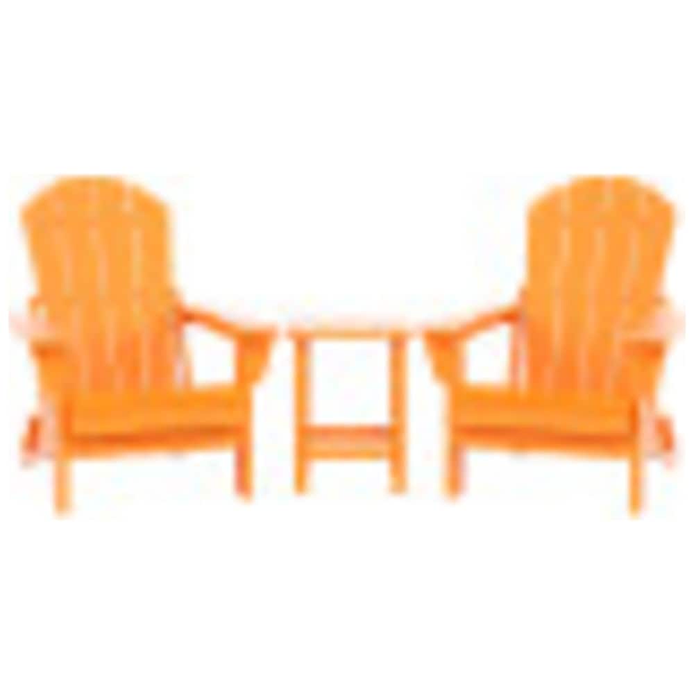 Laguna Hdpe All Weather Outdoor Patio Foldable Adirondack Chairs With Side Table (3-Piece Set)