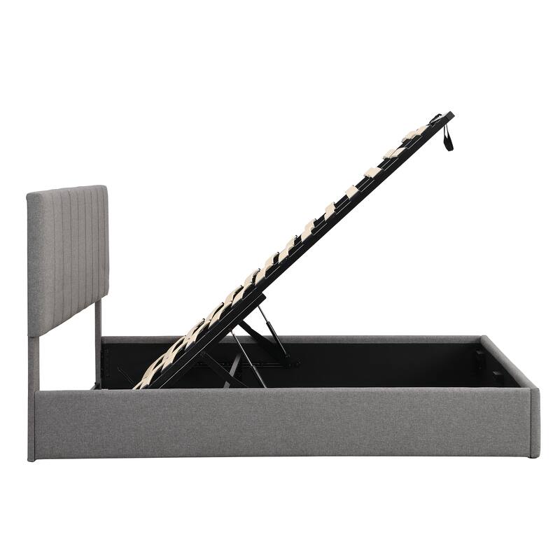 Queen size Upholstered Platform bed with a Hydraulic Storage System