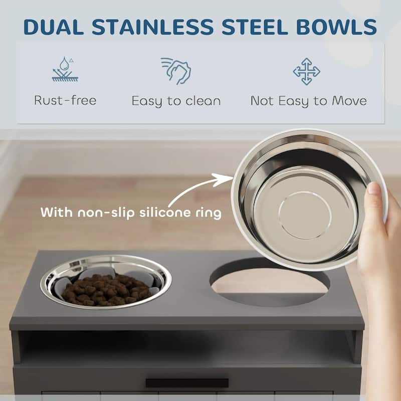 Elevated Dog Bowls with 2 Stainless Steel Bowls