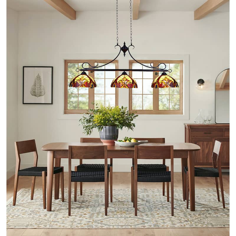 Tiffany Style 3-light Linear Island Fixture
