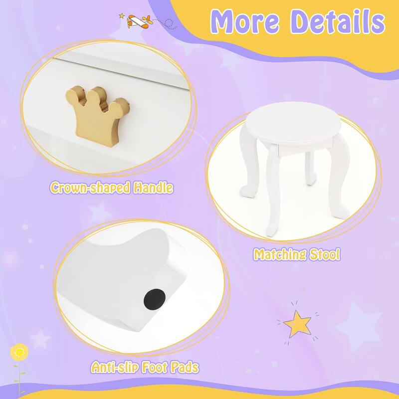 Costway Kids Vanity Set Princess Vanity Table & Chair Set with Lighted - See Details