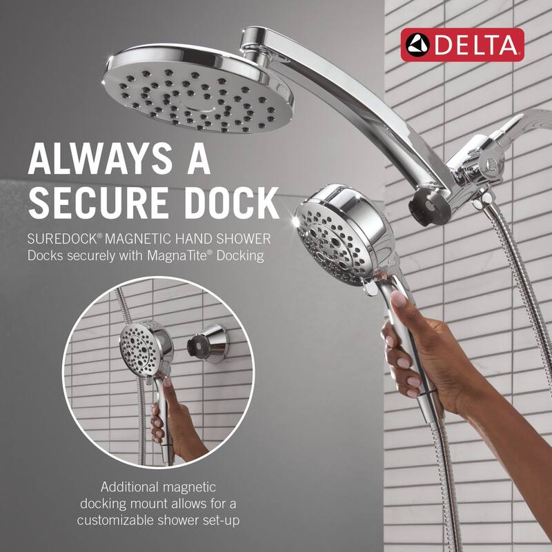 Delta 58600-25 PivotPro 2.5 GPM 3-in-1 Shower Head and 7 Setting Hand
