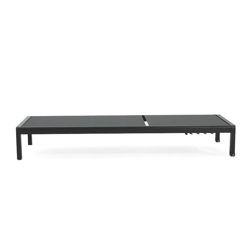 Roomfitters Outdoor Reclining Chaise Lounge Chairs, Set of 2, Adjustable Aluminum Frame, Dark Gray