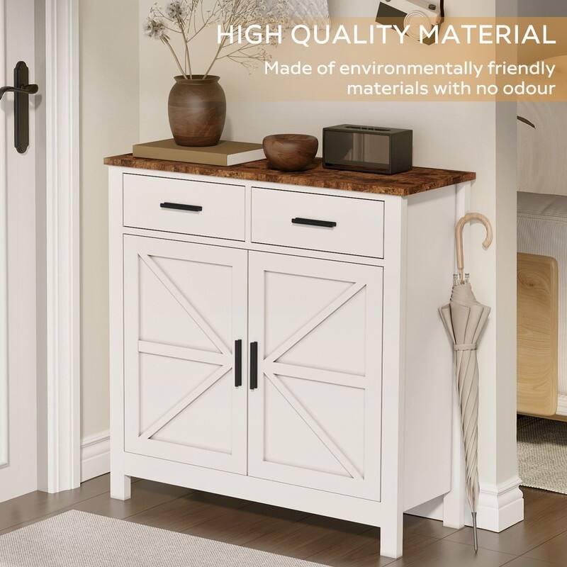 Modern Farmhouse Kitchen Storage Cabinet - Coffee Bar Sideboard with Doors & Drawers