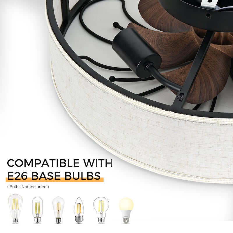 20-Inch Indoor Black Low Profile Cage Ceiling Fan - 20 Inches