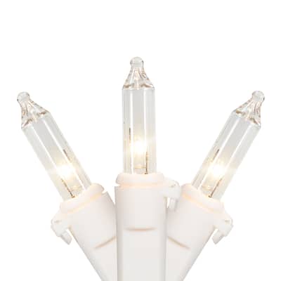 50 Clear Mini Christmas Light Set 10ft White Wire - 10'