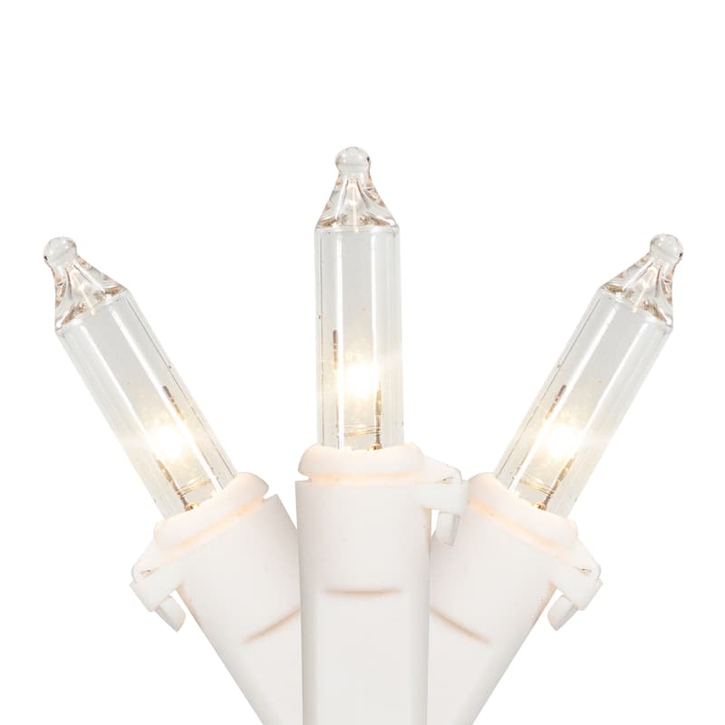 100-Count Clear Mini Christmas Light Set, 20.25ft White Wire
