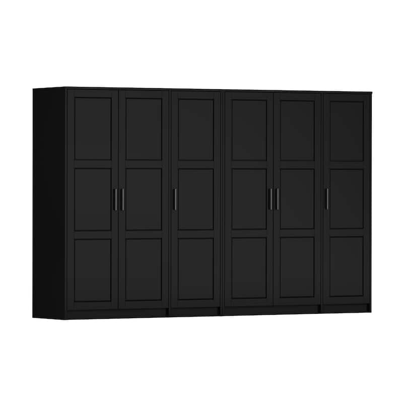 Palace Imports 100% Solid Wood Urban 6-Door Wardrobe with Solid and Mirrored Doors