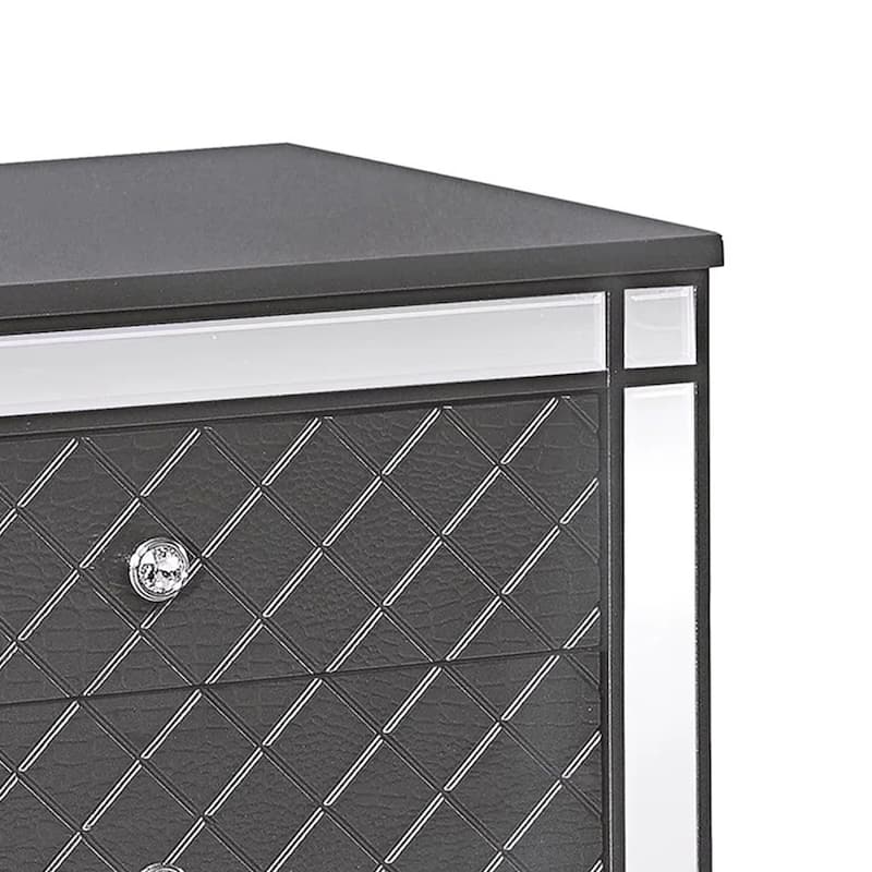 Reff Nightstand, 2 French Dovetail Drawers, Crystal Knobs, Gray