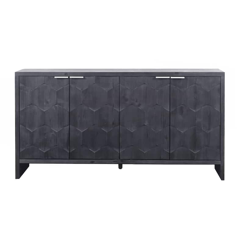Farmhouse Style 4 Door Wooden Cabinet Sideboard Buffet