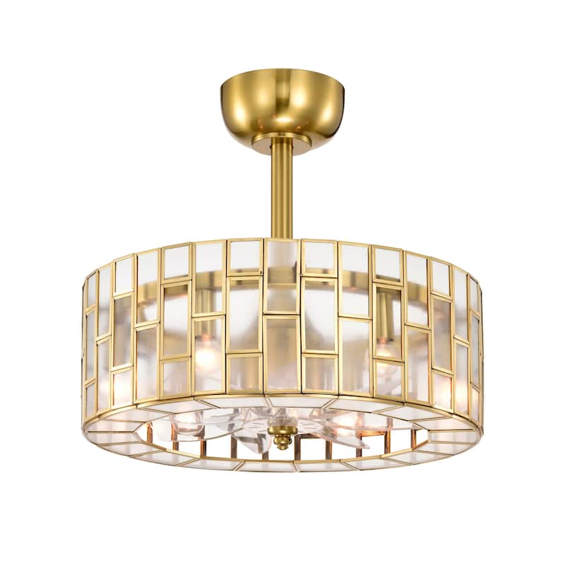 Belmonte Brass Fandelier Lighted Ceiling Fan with Crystal Shade Brass Trim Remote Control