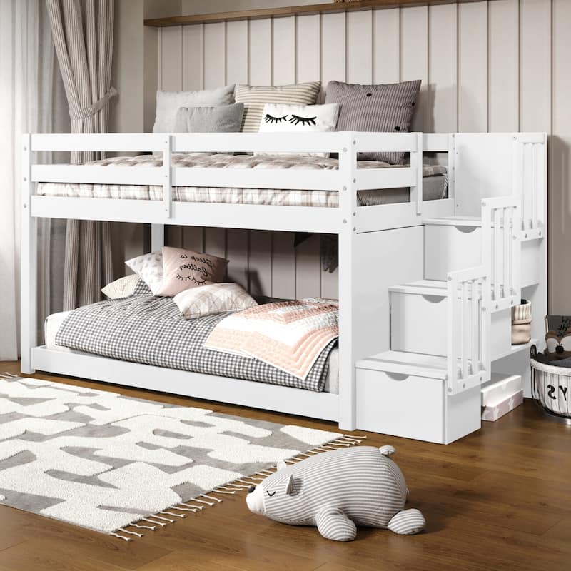 Taylor & Olive Trillium Twin Low Loft Bed with a Twin Under Bed