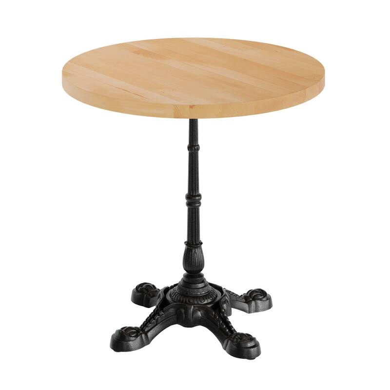 Round Solid Wood Commercial Tabletop with 22.75" x 22.75" Bistro Table Base - 30"W x 30"D x 29.75"H - Natural Top/Black Base