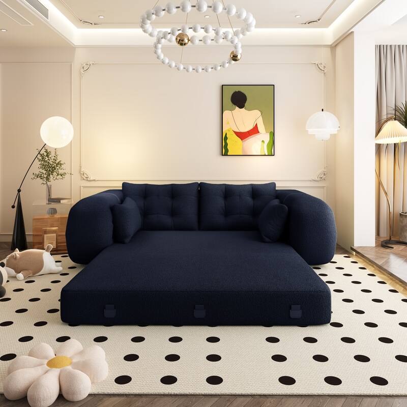 GDFStudio - Teddy Fabric 78.7" Multi-Functional Foldable Sofa Bed