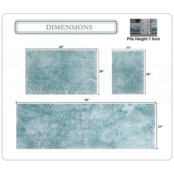 dimension image slide 25 of 28, Luxury Plush Bathroom Rug Set - Quick-Dry, Soft Microfiber, Non-Slip, Absorbent & Washable Bath Mats