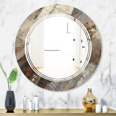 Designart 'Fire and Ice Minerals III' Modern Round or Oval Wall Mirror - Triple C