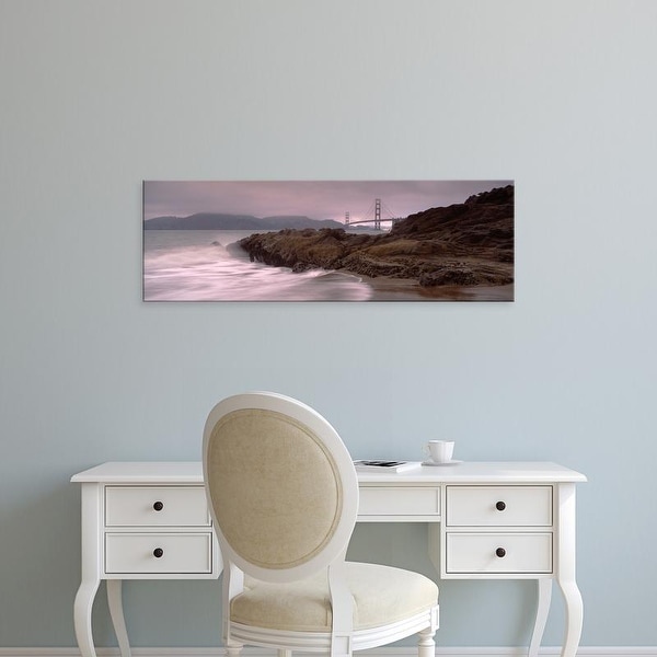 Easy Art Prints Panoramic Images's 'Waves, Golden Gate Bridge, Baker Beach, San Francisco, California' Canvas Art