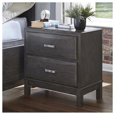Caitbrook Two Drawer Night Stand - Contemporary Style - Gray