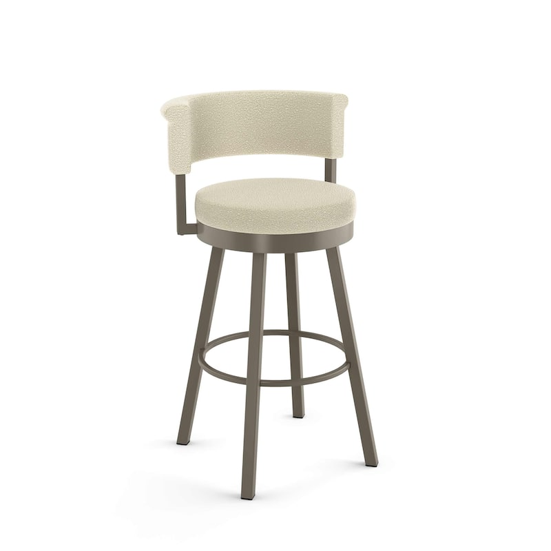 Amisco Rosco Swivel Counter Stool - Cream Boucle Polyester/Grey Metal