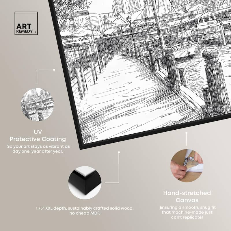 Harbour City Ink Canvas by Art Remedy
