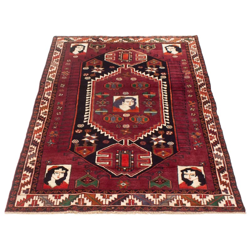 ECARPETGALLERY Hand-knotted Melis Vintage Burgundy Wool Rug - 4'10 x 7'6