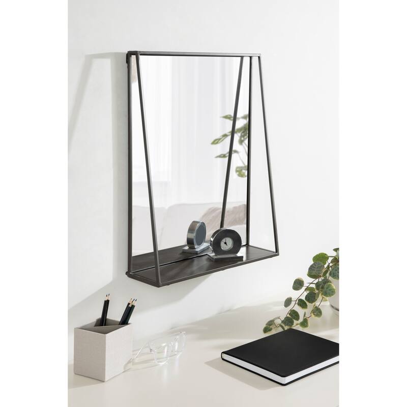 Kate and Laurel Lintz Metal Framed Mirror with Shelf
