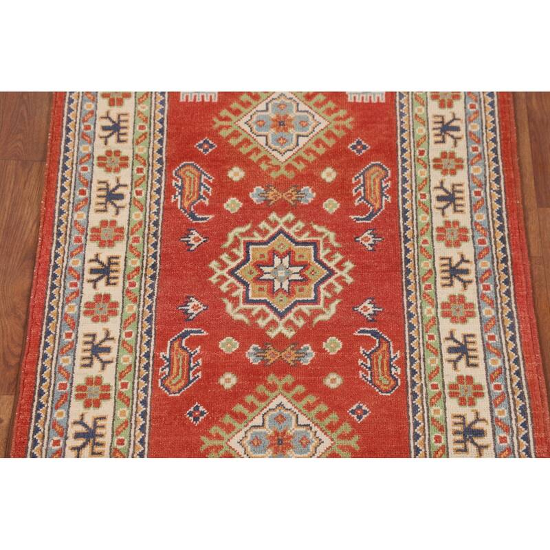 Kazak Accent Rug Hand-Knotted Traditional Orange Wool Carpet - 2'8" x 4'2"