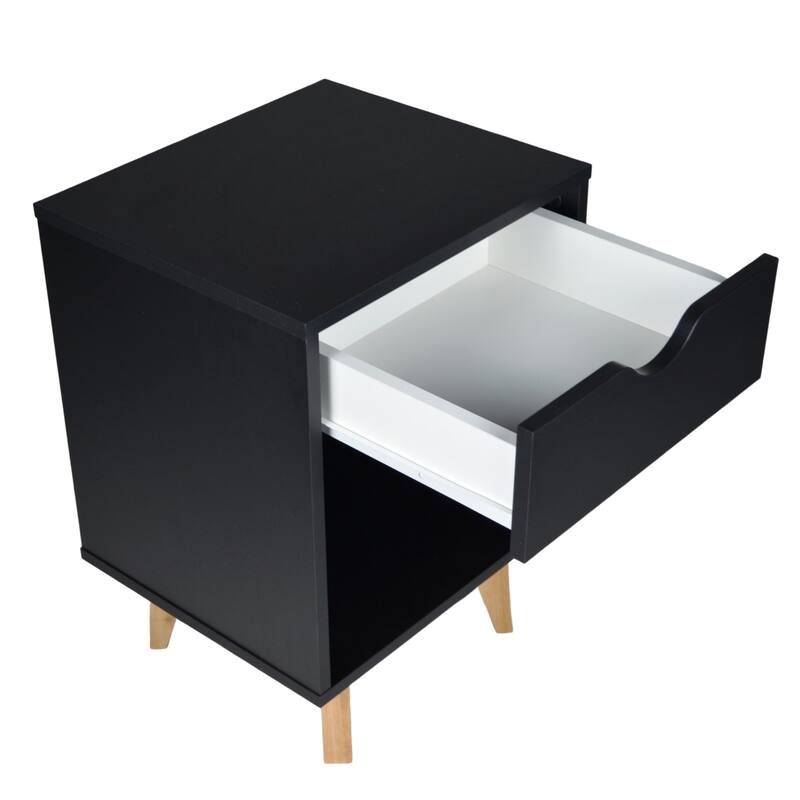 24-Inch Wood 2-Drawer Nightstand Modern Bedside or End Table with Storage