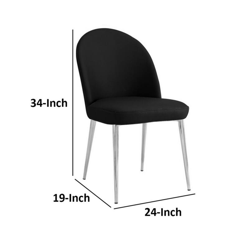 Chrome/Black Faux Leather Upholstered Metal Frame Dining Chair, Set of 2, Sturdy Dining Chair for Dining Rooms - 17.5